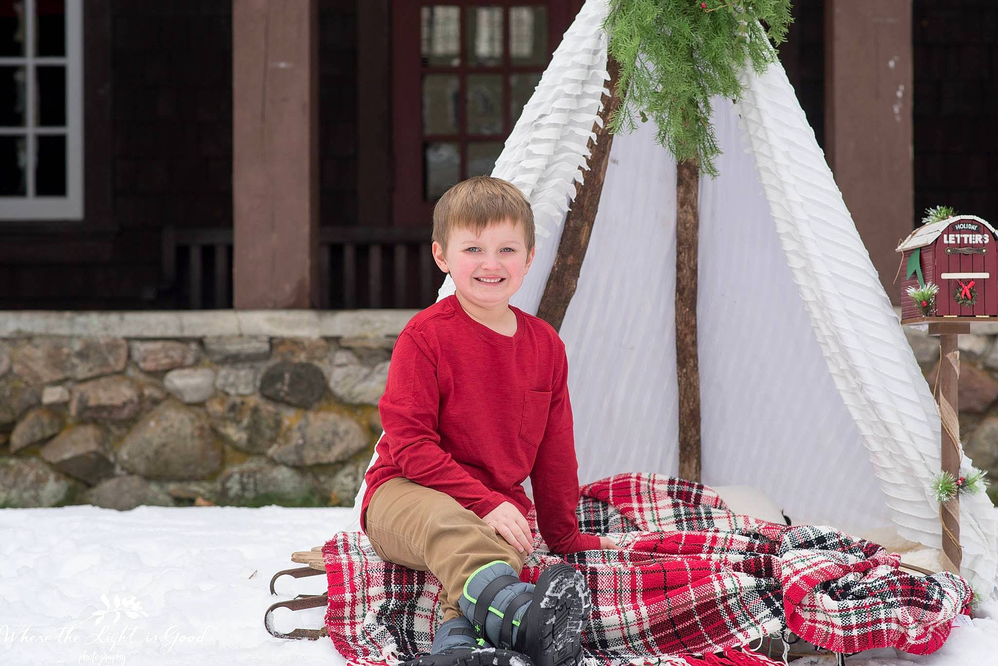 Carter joined the competition — help win amazing prizes! child, christmas, christmas_decoration, event, fun, girl, holiday, joy, person, photograph, plaid, play, recreation, sitting, tartan, toddler, tree, vacation, winter
