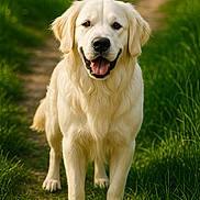 Seko a rejoint le concours — aidez-le/la à gagner de superbes lots ! dog, golden_retriever, animal, pet, outdoor, grass, path, nature, canine, mammal, happy, tongue_out, fur, portrait, walking, daylight, greenery, friendly, cute, playful