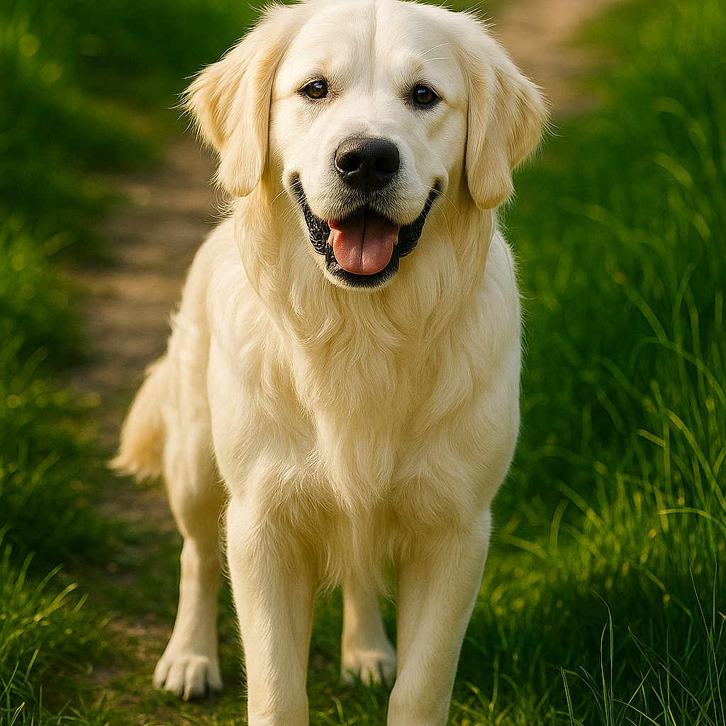 Seko a rejoint le concours — aidez-le/la à gagner de superbes lots ! animal, canine, cute, daylight, dog, friendly, fur, golden_retriever, grass, greenery, happy, mammal, nature, outdoor, path, pet, playful, portrait, tongue_out, walking