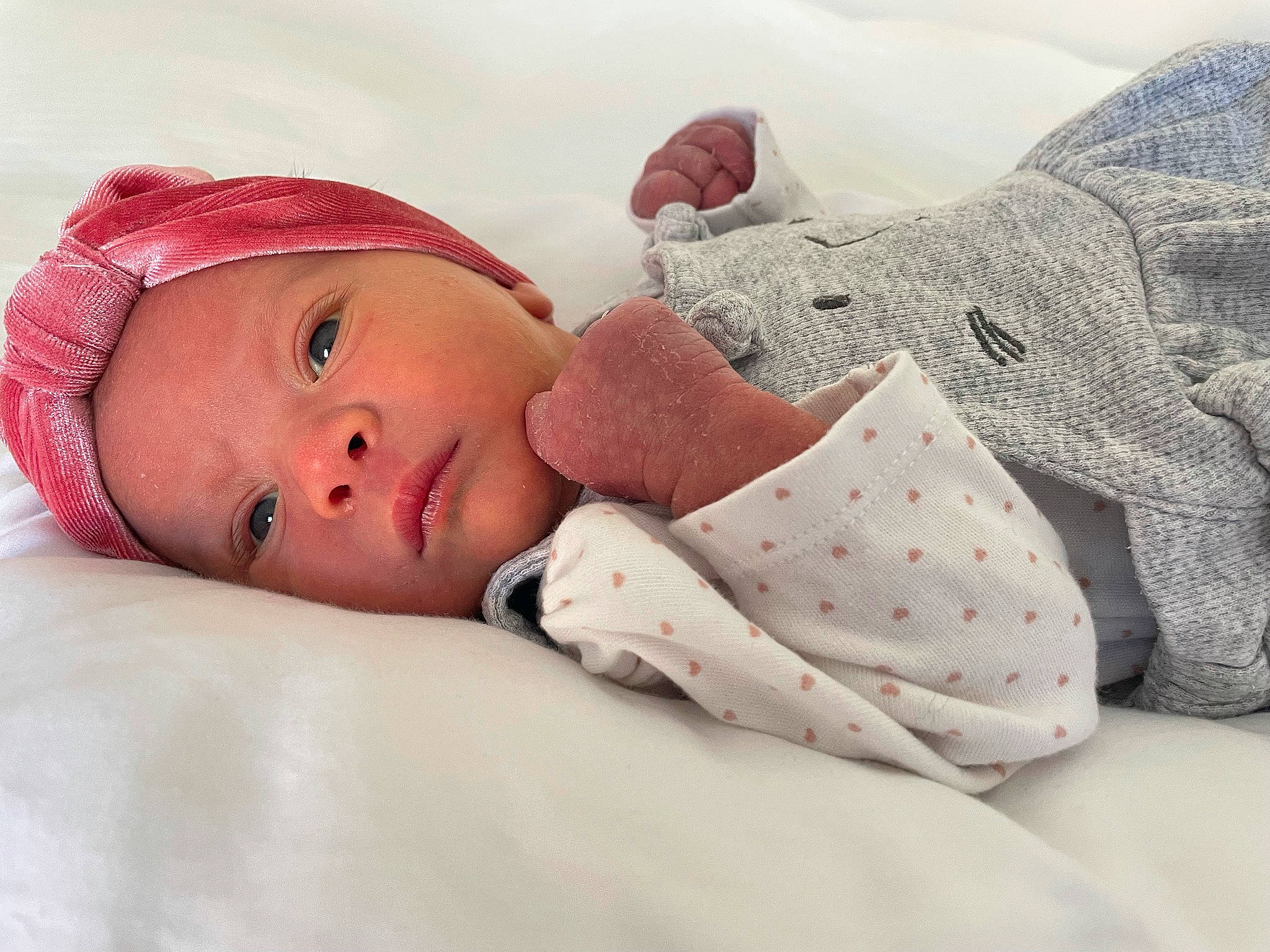 Imogen joined the competition — help win amazing prizes! baby, baby_sleeping, baby_toddler_clothing, bed, bedding, bedtime, cap, carmine, child, comfort, fur, happy, headgear, linens, lip, nap, person, room, skin, sleeve