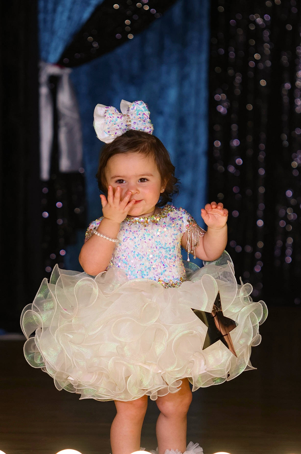 Kennedi joined the competition — help win amazing prizes! baby, baby_toddler_clothing, child, costume, costume_hat, dress, embellishment, event, fashion_accessory, fashion_design, flash_photography, fun, happy, hat, headgear, headpiece, jewellery, person, pink, ruffle