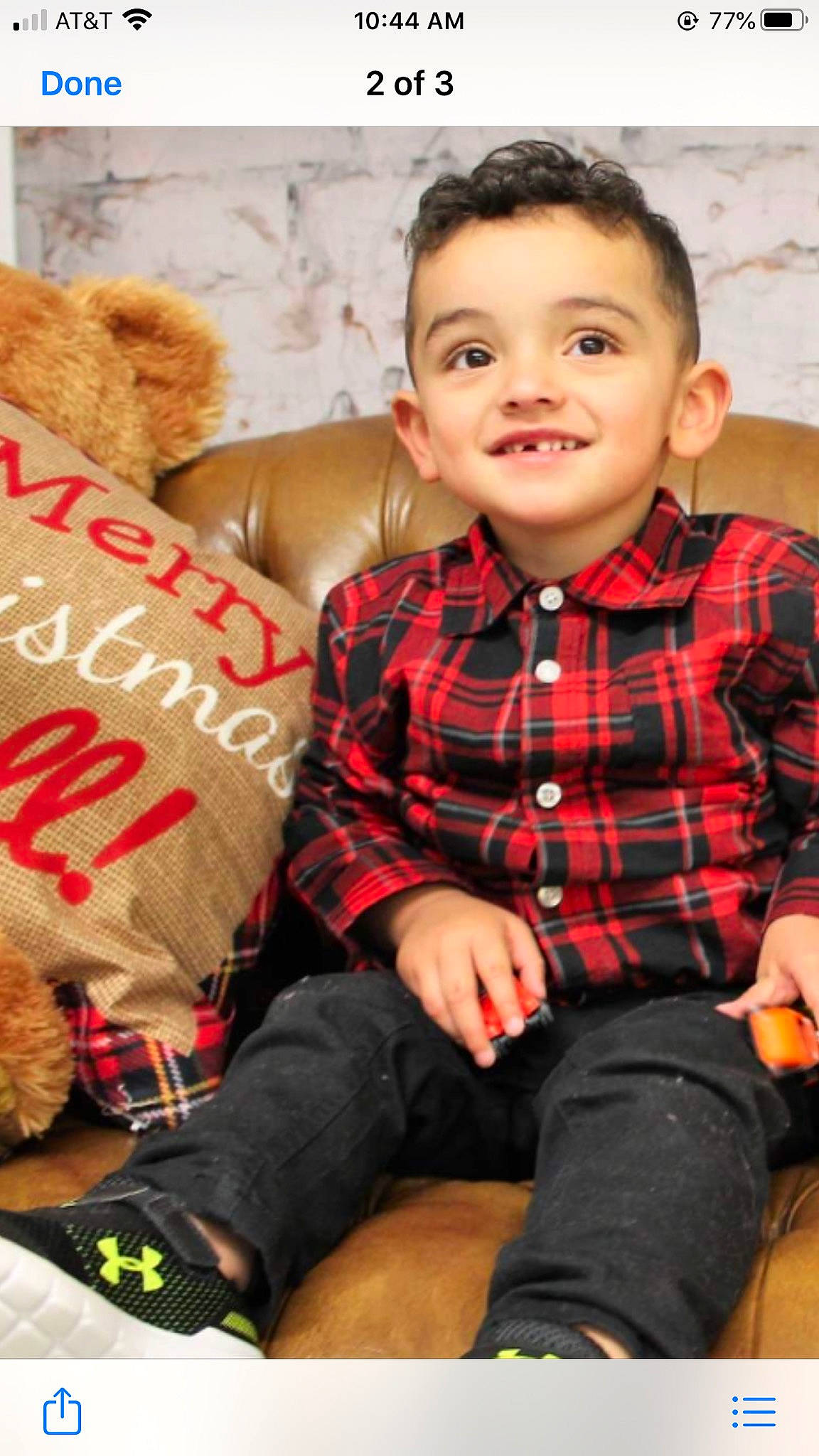 Levi is registered to the contest to win money with this photo: child, child_model, joy, male, pattern, person, plaid, play, sitting, smile, tartan, toddler