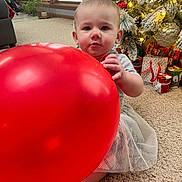 Melodi is registered to the contest to win money with this photo: architecture, baby, balloon, building, clothing, couch, dress, face, furniture, head, indoors, livingroom, outdoors, person, photography, portrait, room, shelter, sitting, sphere