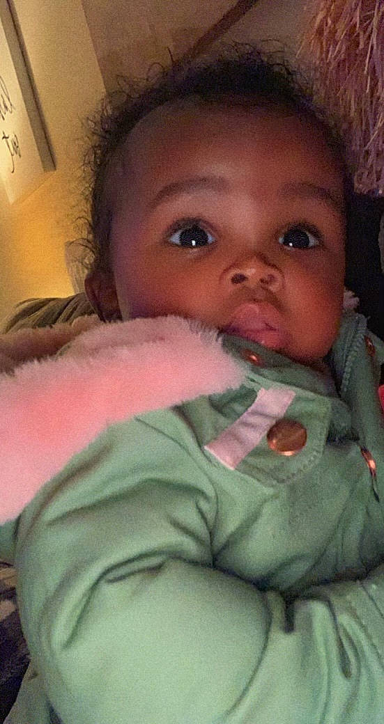 Harlem is registered to the contest to win money with this photo: baby, baby_products, baby_toddler_clothing, beauty, cheek, child, comfort, ear, eyelash, finger, happy, iris, lip, mouth, nose, organ, outerwear, person, skin, sleeve