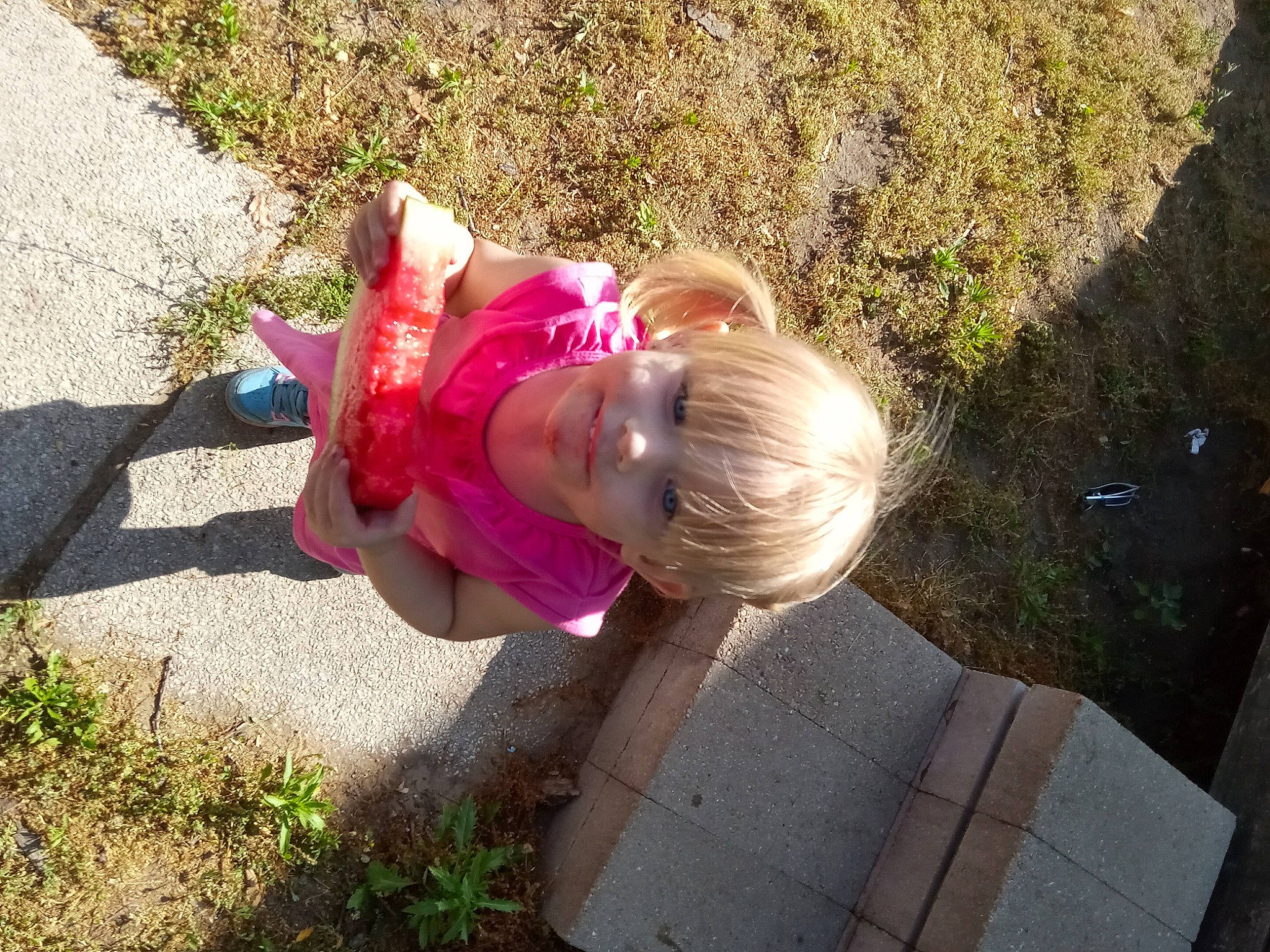 Octavia Lantz joined the competition — help win amazing prizes! baby, baby_laughing, baby_toddler_clothing, child, fun, garden, grass, happy, hat, leisure, magenta, people_in_nature, person, plant, play, road_surface, sitting, smile, soil, toddler