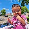 Valentina joined the competition — help win amazing prizes! toddler, child, smiling, pink_shirt, sunglasses, outdoor, daytime, trees, sky, park, grass, playful, cute, person, baby, happy, finger_in_mouth, sunlight, casual, urban