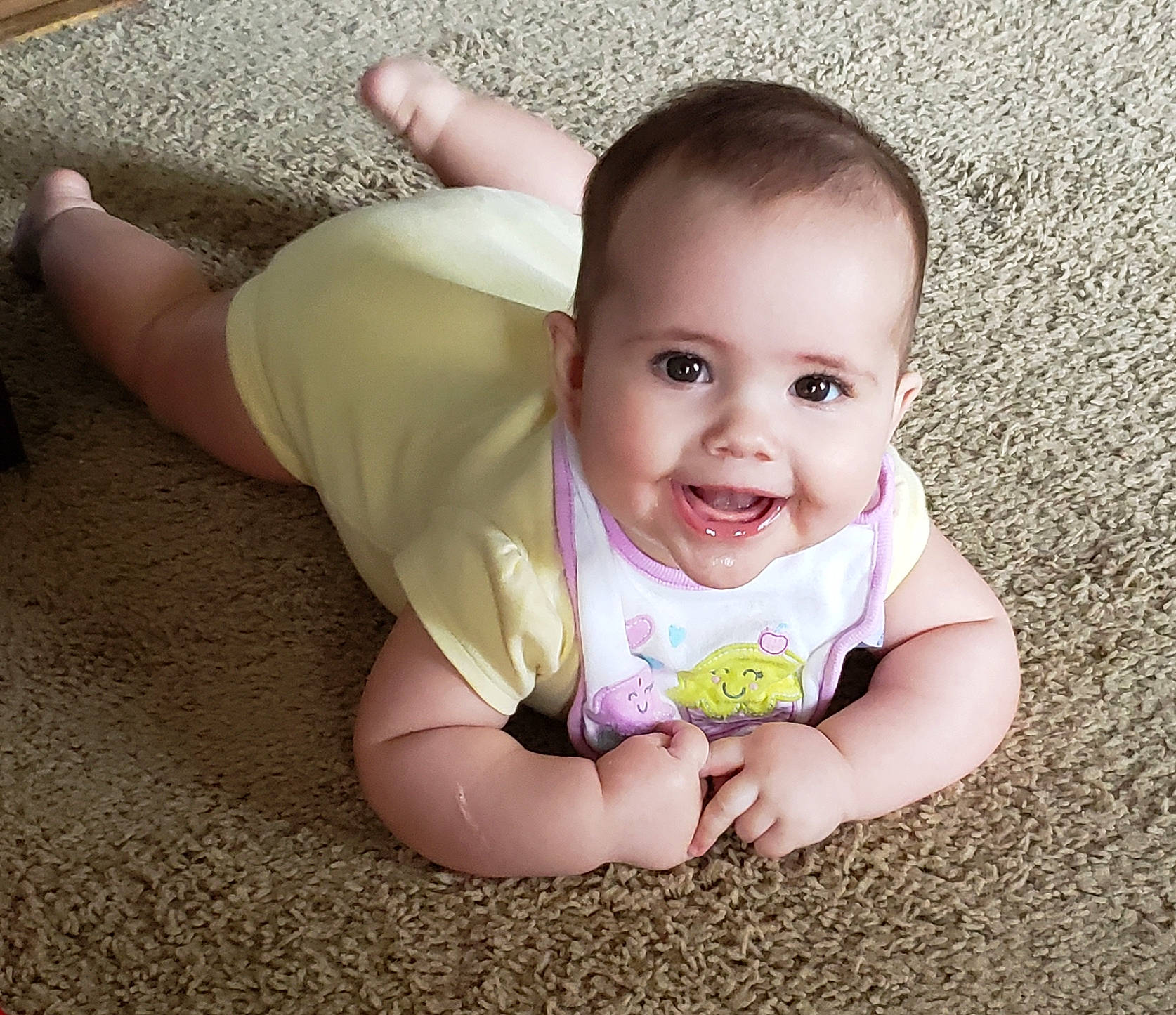 Aspyn joined the competition — help win amazing prizes! arm, baby, baby_toddler_clothing, beauty, cheek, child, crawling, finger, floor, flooring, hand, head, joy, leg, mouth, person, product, sitting, skin, smile