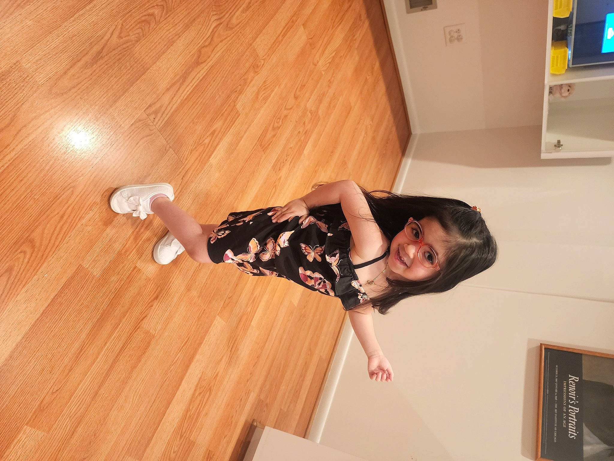 Mia joined the competition — help win amazing prizes! comfort, elbow, flooring, fun, hardwood, human_leg, joy, knee, laminate_flooring, person, picture_frame, plywood, smile, stairs, television, thigh, varnish, waist, wood, wood_flooring