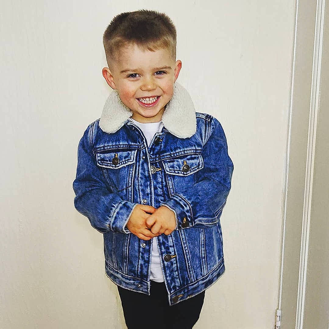 Nico is registered to the contest to win money with this photo: baby_toddler_clothing, blazer, collar, denim, dress_shirt, electric_blue, eye, hair, happy, head, human_body, iris, jacket, joy, neck, outerwear, person, sleeve, smile, street_fashion