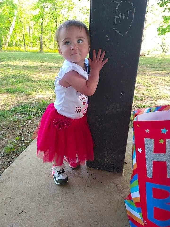 Madelyn joined the competition — help win amazing prizes! baby, baby_toddler_clothing, box, child, event, fun, grass, hair, happy, leisure, magenta, pattern, person, pink, plant, play, public_space, recreation, sleeve, toddler
