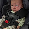 baby, infant, car_seat, child, seatbelt, clothing, foot, face, head, safety, car, infant_clothing, newborn, portrait, seat, baby_seat, strapped_in, young_child, resting, indoors
