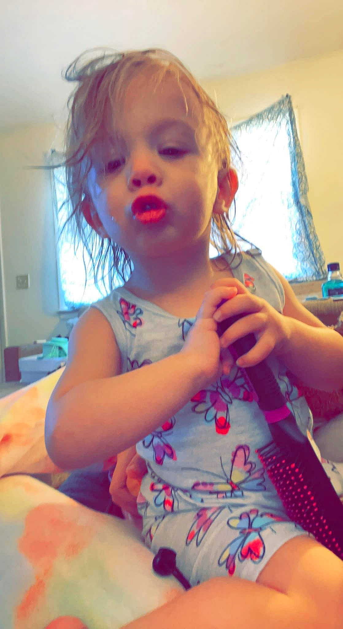 Paisley joined the competition — help win amazing prizes! baby_toddler_clothing, blond, cheek, child, eye, eyelash, fun, hairstyle, happy, head, human_leg, iris, lip, mouth, neck, nose, person, shoulder, skin, t_shirt