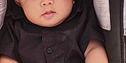 Harkin Hezekiah joined the competition — help win amazing prizes! baby, infant, child, car_seat, black_shirt, bottle, cute, portrait, face, eyes, hand, skin, clothing, seat, indoor, expression, young, adorable, person, sitting
