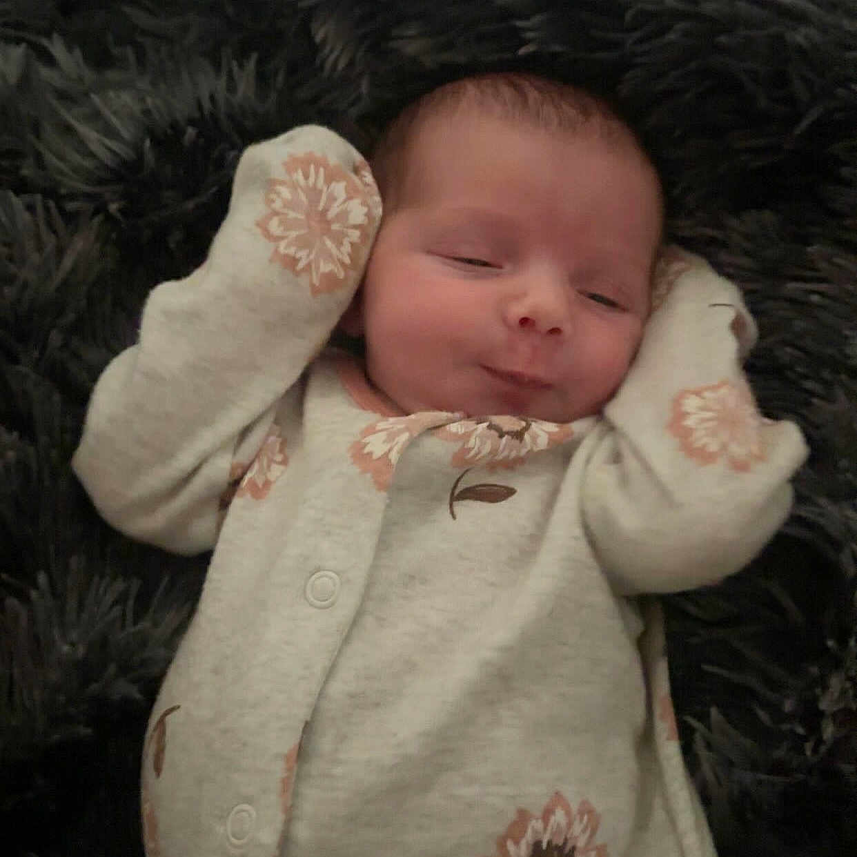 Asher is registered to the contest to win money with this photo: baby, blanket, clothing, coat, cushion, face, glove, hat, head, homedecor, jacket, newborn, person, photography, portrait, quilt, sleeping