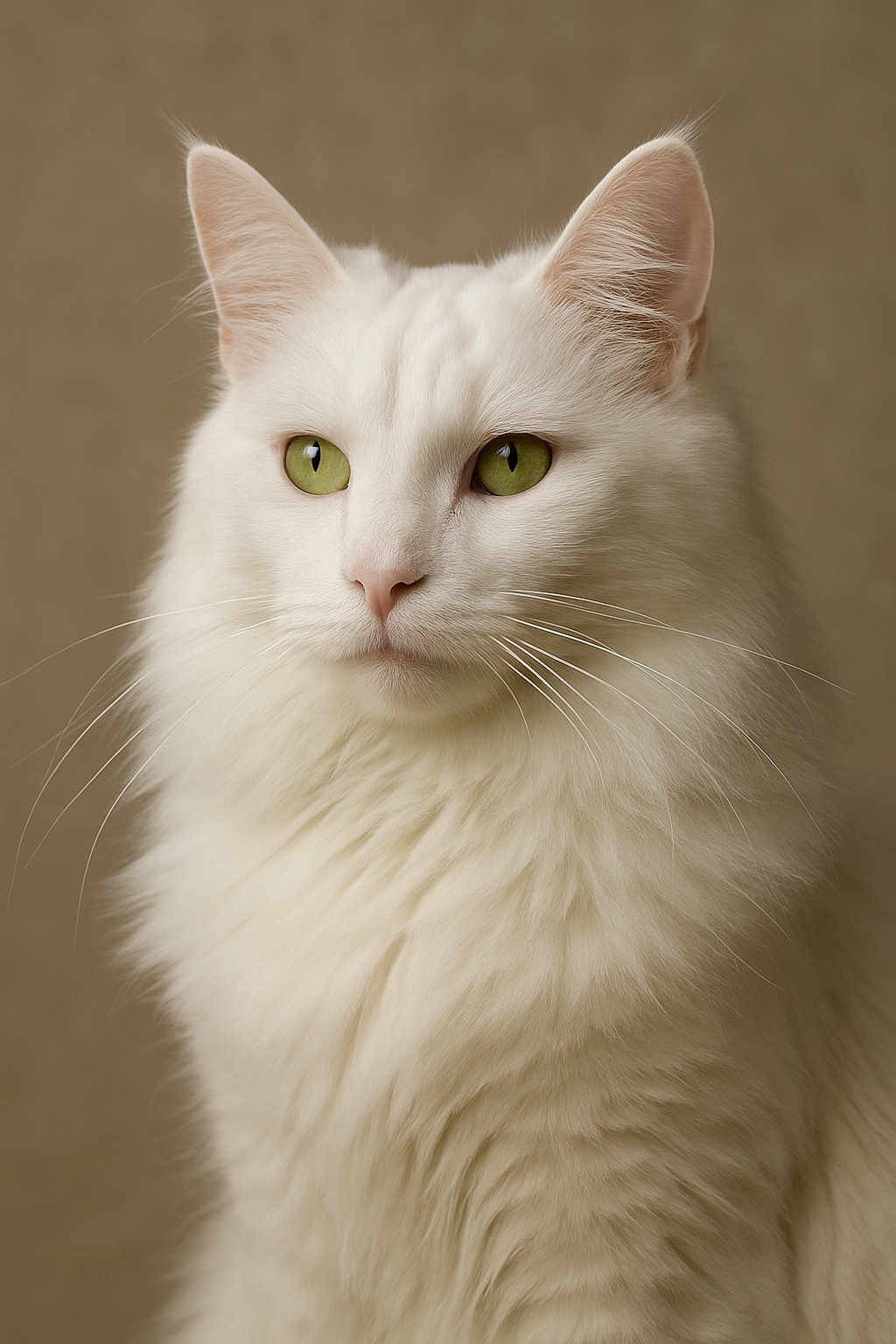 Bastos a rejoint le concours — aidez-le/la à gagner de superbes lots ! cat, white_cat, fluffy, green_eyes, portrait, animal, pet, feline, close_up, soft_fur, indoor, domestic_cat, whiskers, ears, face, cute, calm, majestic, beautiful, serene