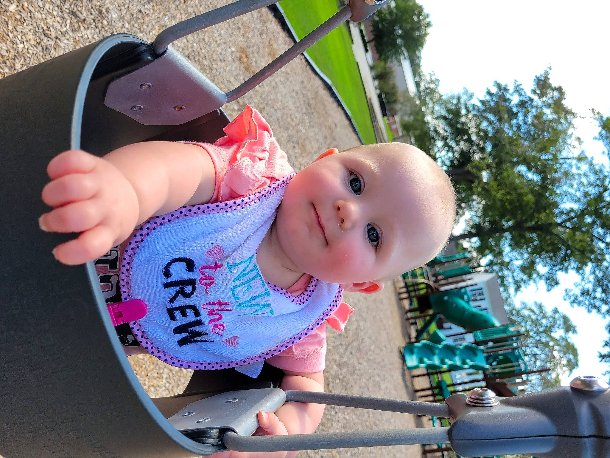 Elizabeth is registered to the contest to win money with this photo: baby, baby_products, baby_toddler_clothing, baseball_cap, cap, fun, happy, hat, joy, leisure, person, personal_protective_equipment, pink, plant, play, recreation, sky, smile, t_shirt, toddler