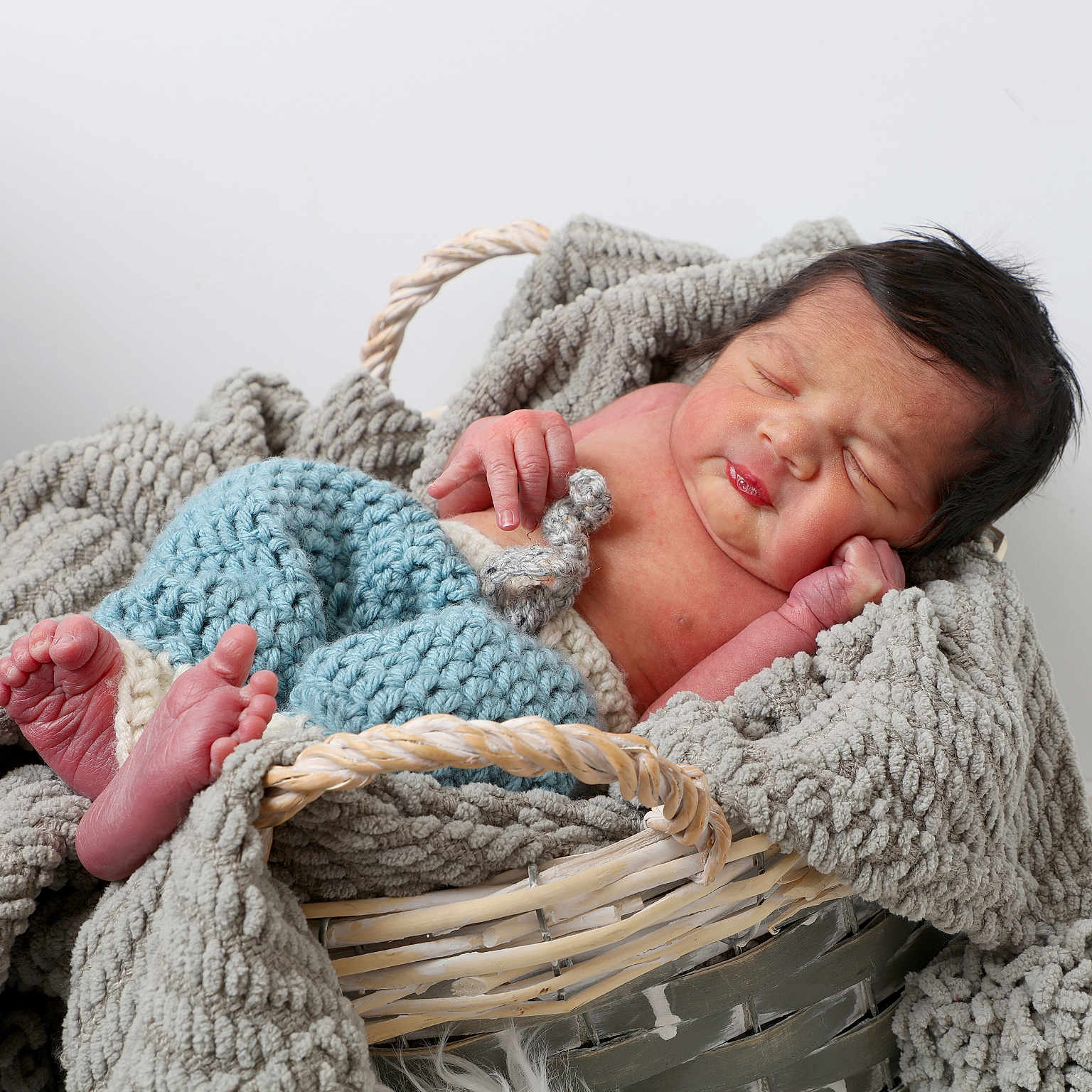 Gursaz Singh joined the competition — help win amazing prizes! baby, basket, blanket, child, cozy, cute, foot, hand, head, indoors, infant, knitted_pants, newborn, peaceful, portrait, resting, skin, sleeping, soft_texture, warm