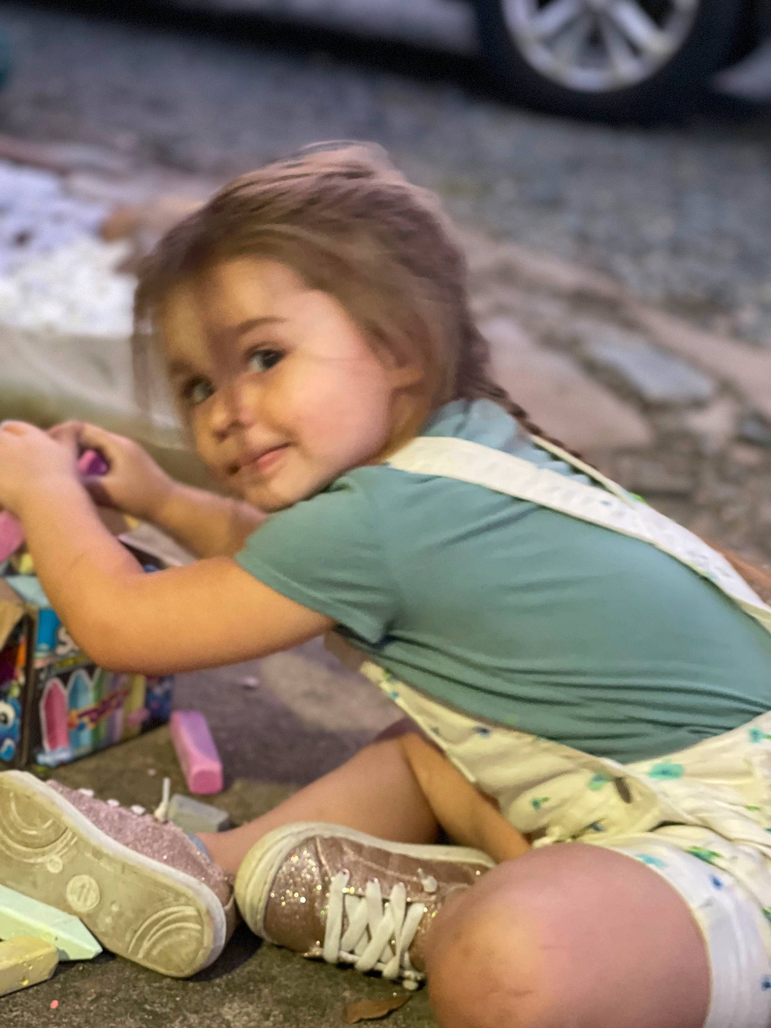 Ember joined the competition — help win amazing prizes! arm, automotive_tire, blond, child, family_car, fun, grass, hand, happy, human_leg, knee, lap, leg, leisure, person, sitting, sock, t_shirt, thigh, toddler