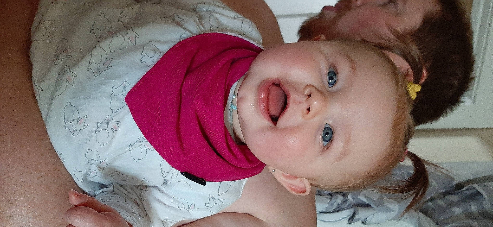 Ava is registered to the contest to win money with this photo: baby, cheek, child, ear, eye, face, facial_expression, head, lip, mouth, neck, nose, person, skin, smile, toddler