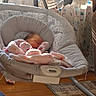 Naomi joined the competition — help win amazing prizes! baby, newborn, sleeping, blanket, baby_swing, indoor, curtains, sunlight, wooden_floor, floral_pattern, cozy, infant, resting, soft_toys, child, comfort, home, peaceful, pink, fabric