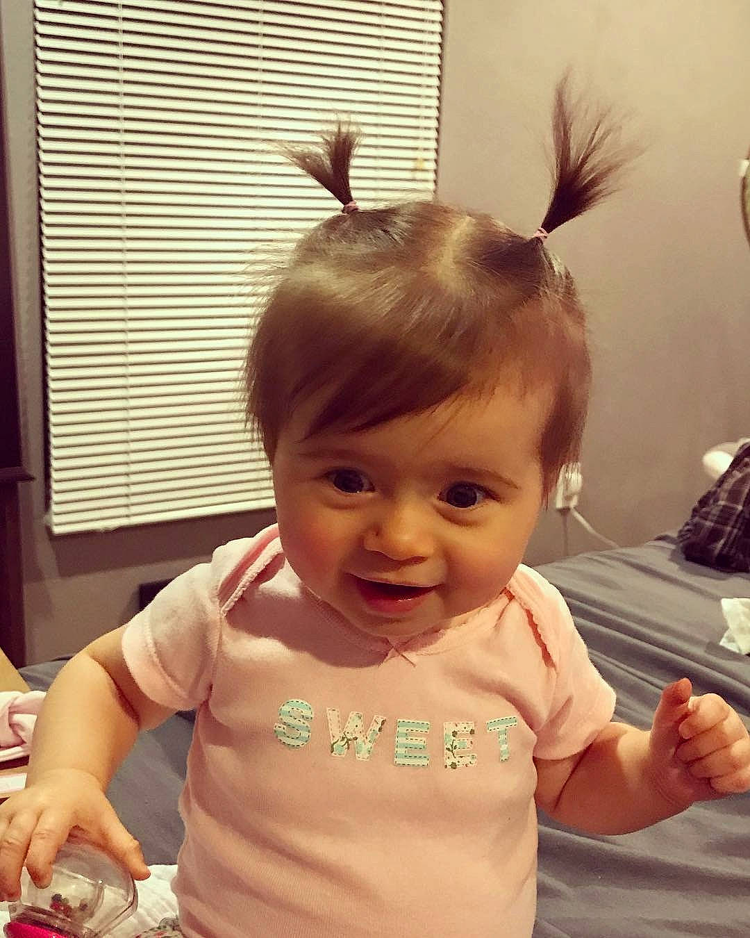 Addison is registered to the contest to win money with this photo: cheek, child, day, ear, forehead, girl, hair, hair_coloring, hairstyle, head, human_hair_color, infant, person, product, skin, smile, toddler