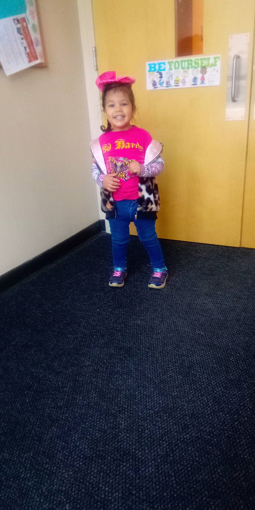 Belica Rivera Pacheco joined the competition — help win amazing prizes! boot, child, costume, electric_blue, floor, flooring, fun, happy, human_leg, joy, knee, magenta, person, room, sandal, smile, sock, sweatpant, t_shirt, toddler