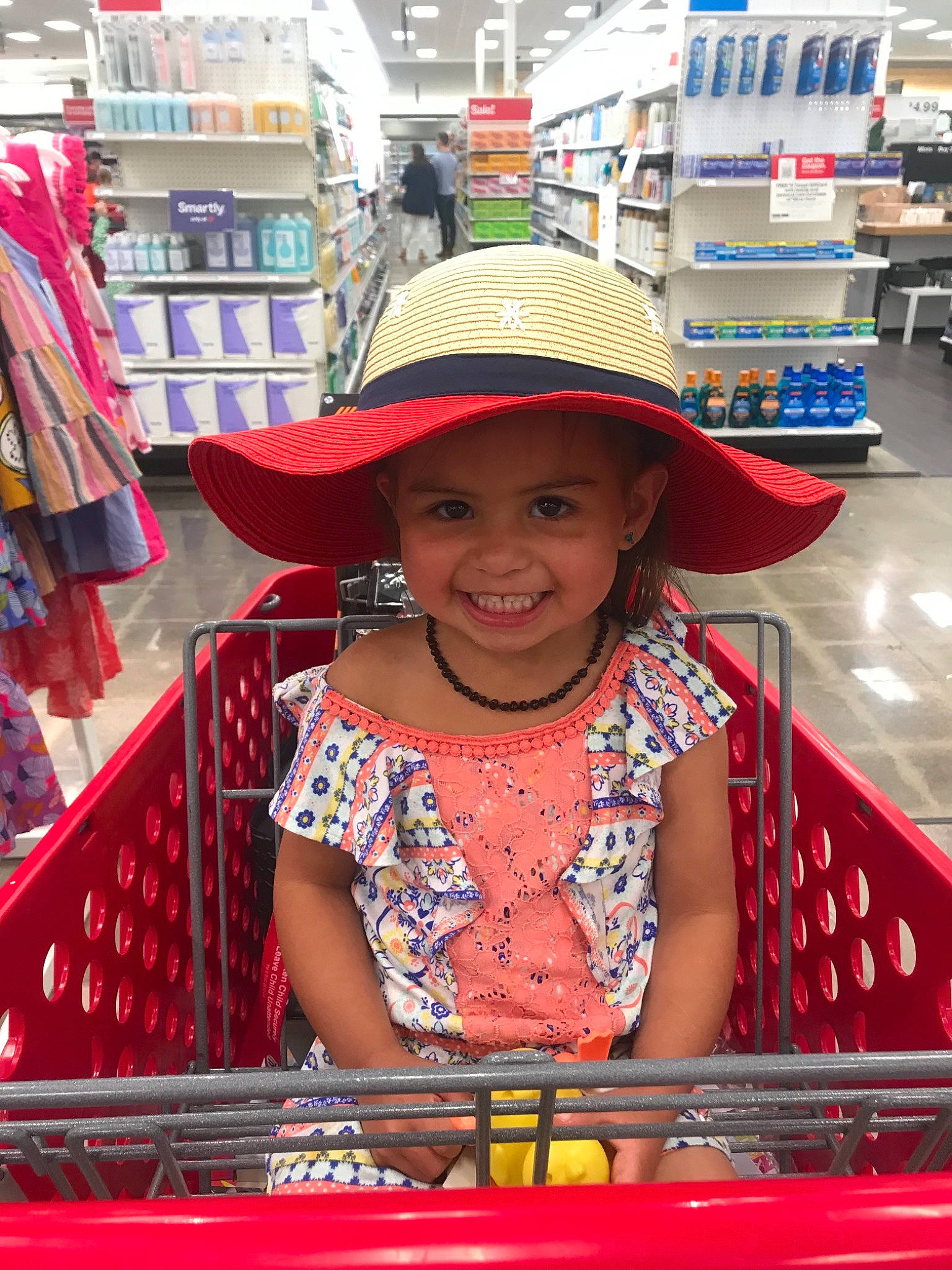 Daya joined the competition — help win amazing prizes! cart, child, cowboy_hat, fashion_accessory, fun, hat, headgear, headwear, joy, leisure, person, smile, sun_hat, supermarket, vacation, vehicle
