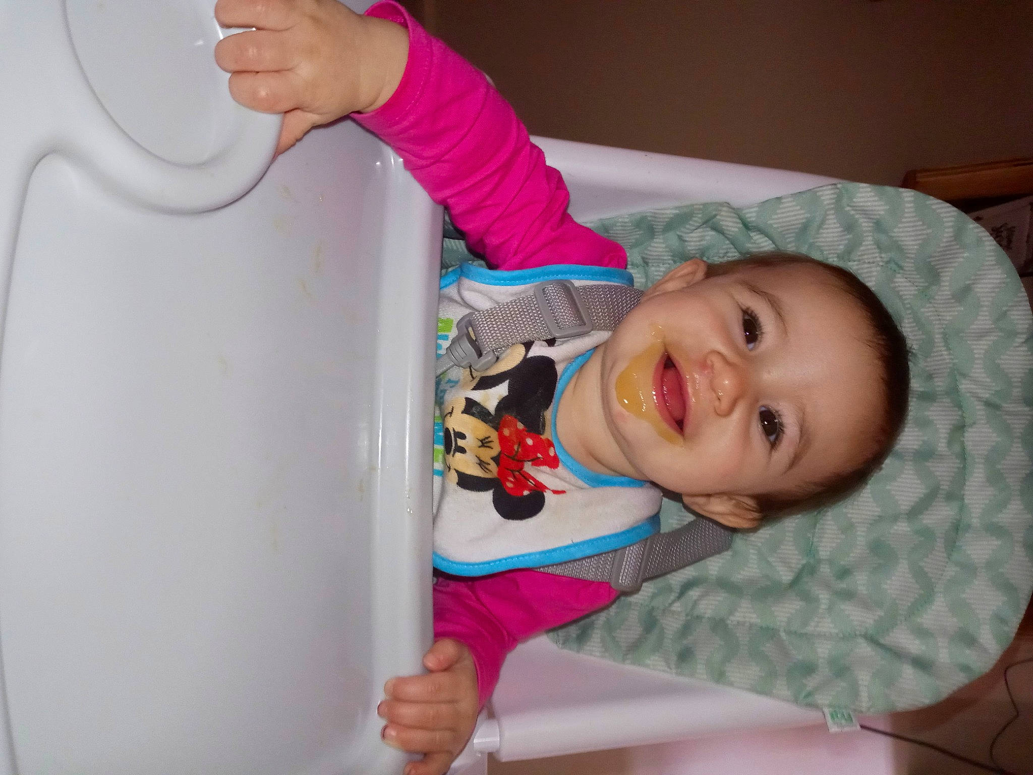 Eleanor Grace is registered to the contest to win money with this photo: arm, baby, baby_laughing, baby_products, baby_toddler_clothing, child, comfort, finger, fun, hand, happy, joy, organ, person, pink, room, sleeve, smile, t_shirt, thumb