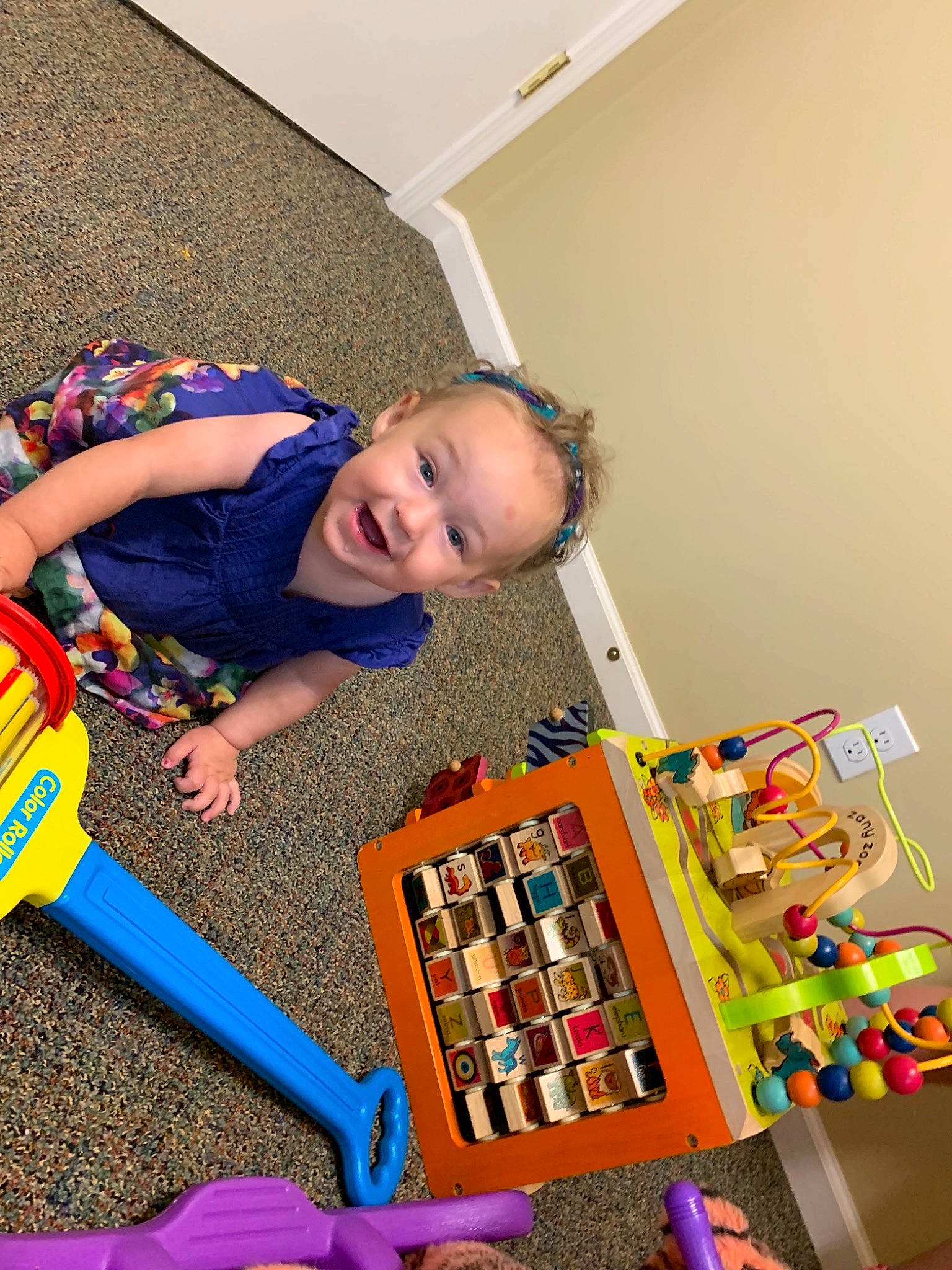 Sarah joined the competition — help win amazing prizes! baby_toys, child, fun, person, play, playset, room, smile, toddler, toy