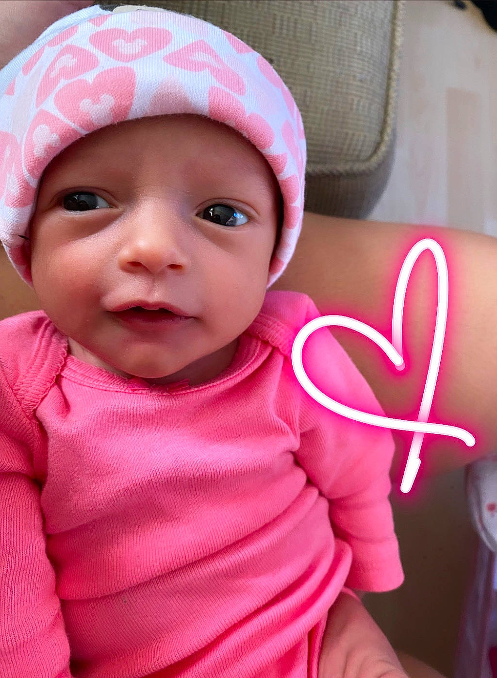 Aleyma joined the competition — help win amazing prizes! baby, cheek, child, face, head, headgear, headwear, magenta, person, pink, skin, smile, toddler