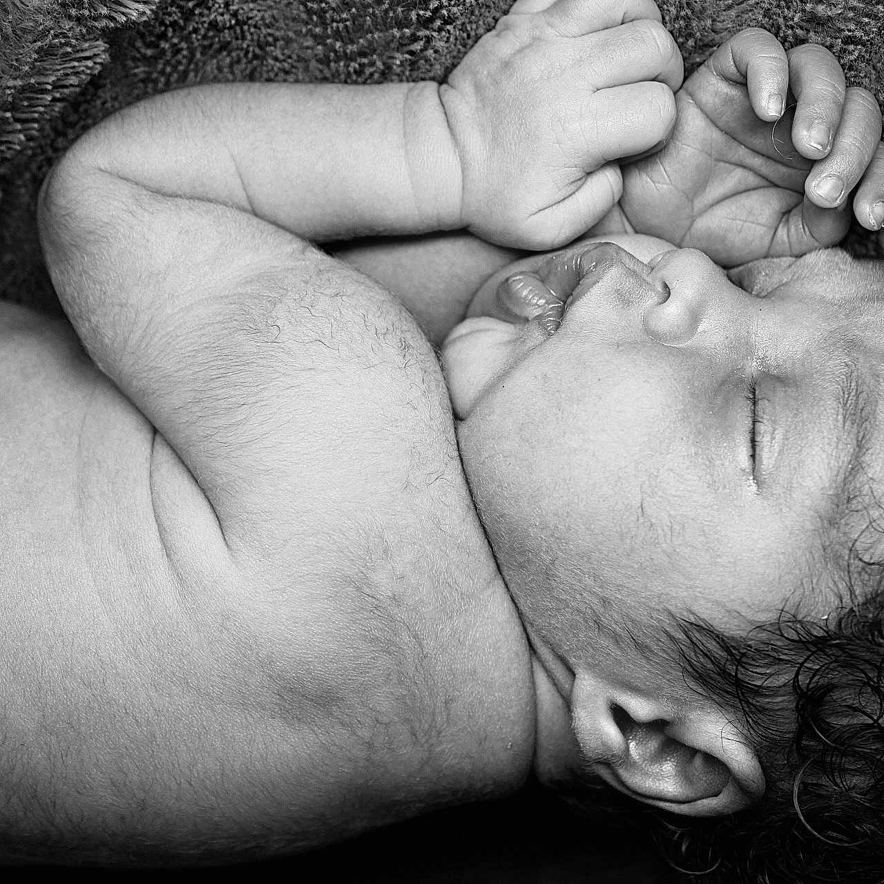 Kingstone joined the competition — help win amazing prizes! baby, black_and_white, blanket, child, closeup, curly_hair, cute, face, hand, infant, lying_down, newborn, newborn_baby, peaceful, portrait, rest, skin, sleeping, soft_texture, tender