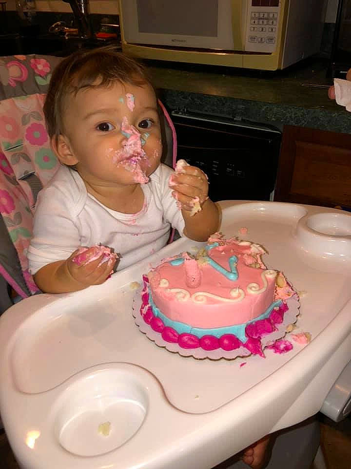 Sarah Gracelynn joined the competition — help win amazing prizes! baby, baked_goods, birthday_cake, birthday_party, cake, cake_decorating, cake_decorating_supply, chair, cuisine, dishware, food, kitchen_appliance, person, pink, plate, serveware, sugar_cake, sugar_paste, table, tableware