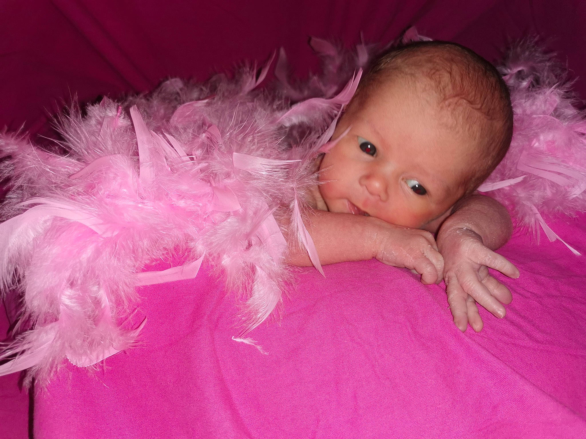 Yolaine a rejoint le concours — aidez-le/la à gagner de superbes lots ! baby, baby_toddler_clothing, child, comfort, costume, costume_accessory, fashion_accessory, fun, fur, hair_accessory, happy, linens, magenta, mythical_creature, person, pink, purple, sitting, toddler, toy