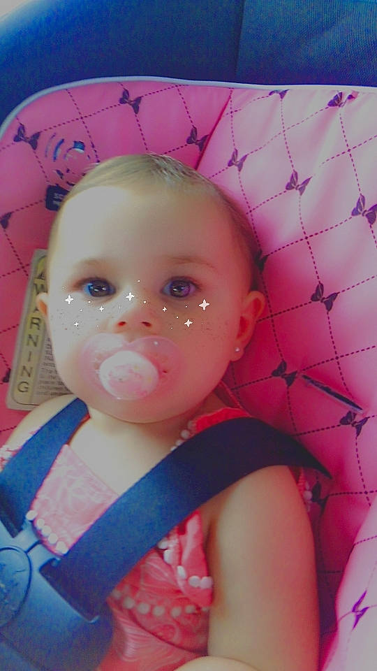 Elliana joined the competition — help win amazing prizes! baby, baby_products, baby_toddler_clothing, cheek, chin, doll, dress, eyebrow, eyelash, human_body, iris, lip, magenta, mouth, nose, organ, person, pink, skin, toddler