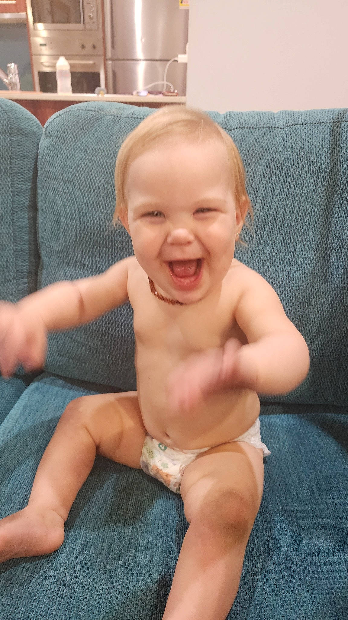 Sophie joined the competition — help win amazing prizes! baby, chair, cheek, chest, chin, eye, face, finger, hair, happy, head, iris, mouth, person, skin, smile, stomach, thigh, thumb, toddler