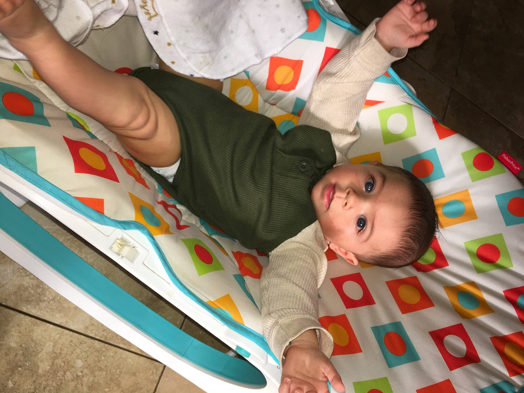 Ryker joined the competition — help win amazing prizes! arm, baby, baby_products, baby_toddler_clothing, child, comfort, finger, flooring, fun, hand, human_leg, linens, pattern, person, room, skin, smile, textile, toddler, white