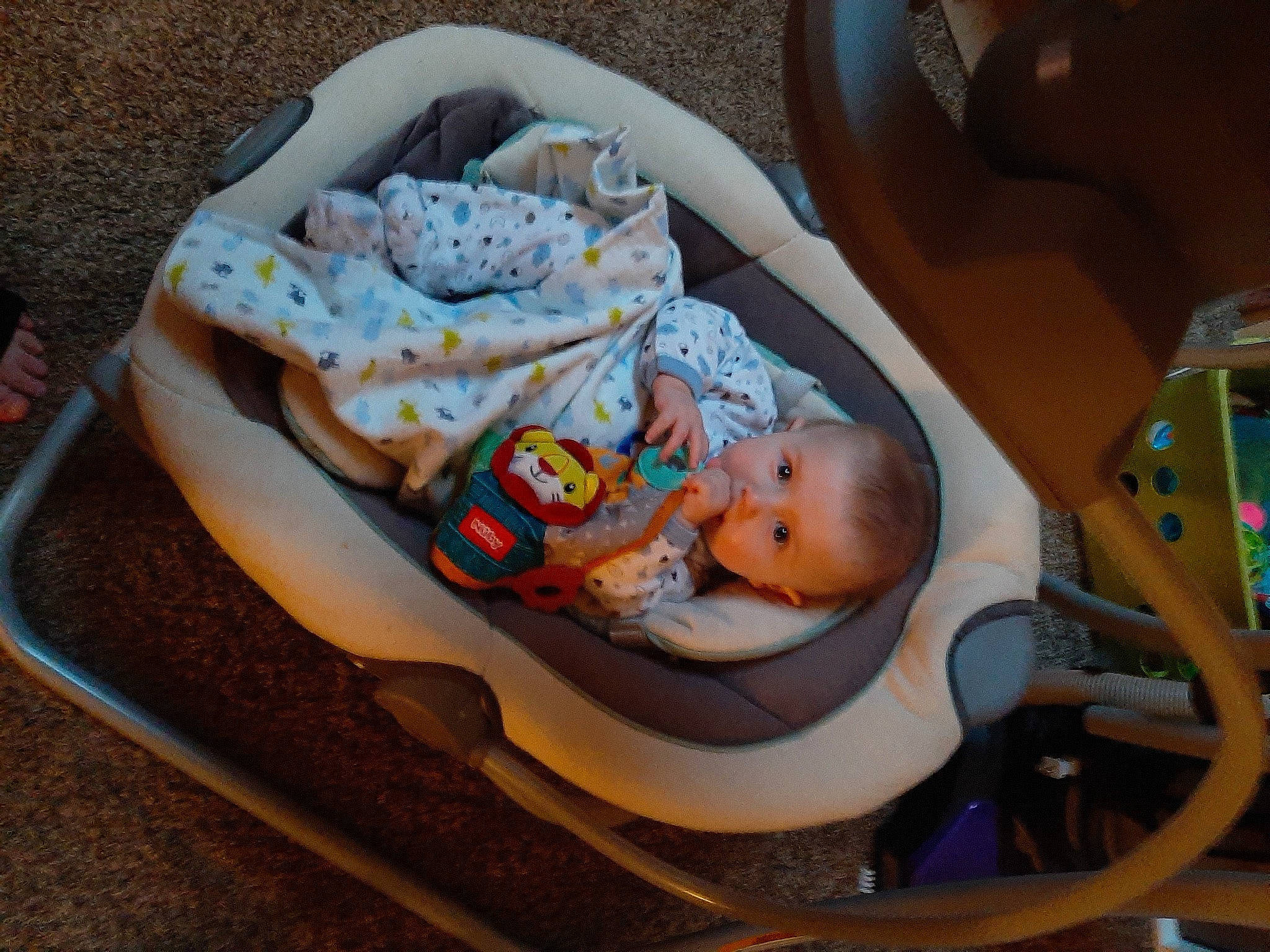 Bradyn joined the competition — help win amazing prizes! baby, baby_carriage, baby_products, baby_safety, baby_toddler_clothing, car_seat, chair, child, comfort, comfort_food, human_body, linens, person, plate, room, sitting, tableware, toddler