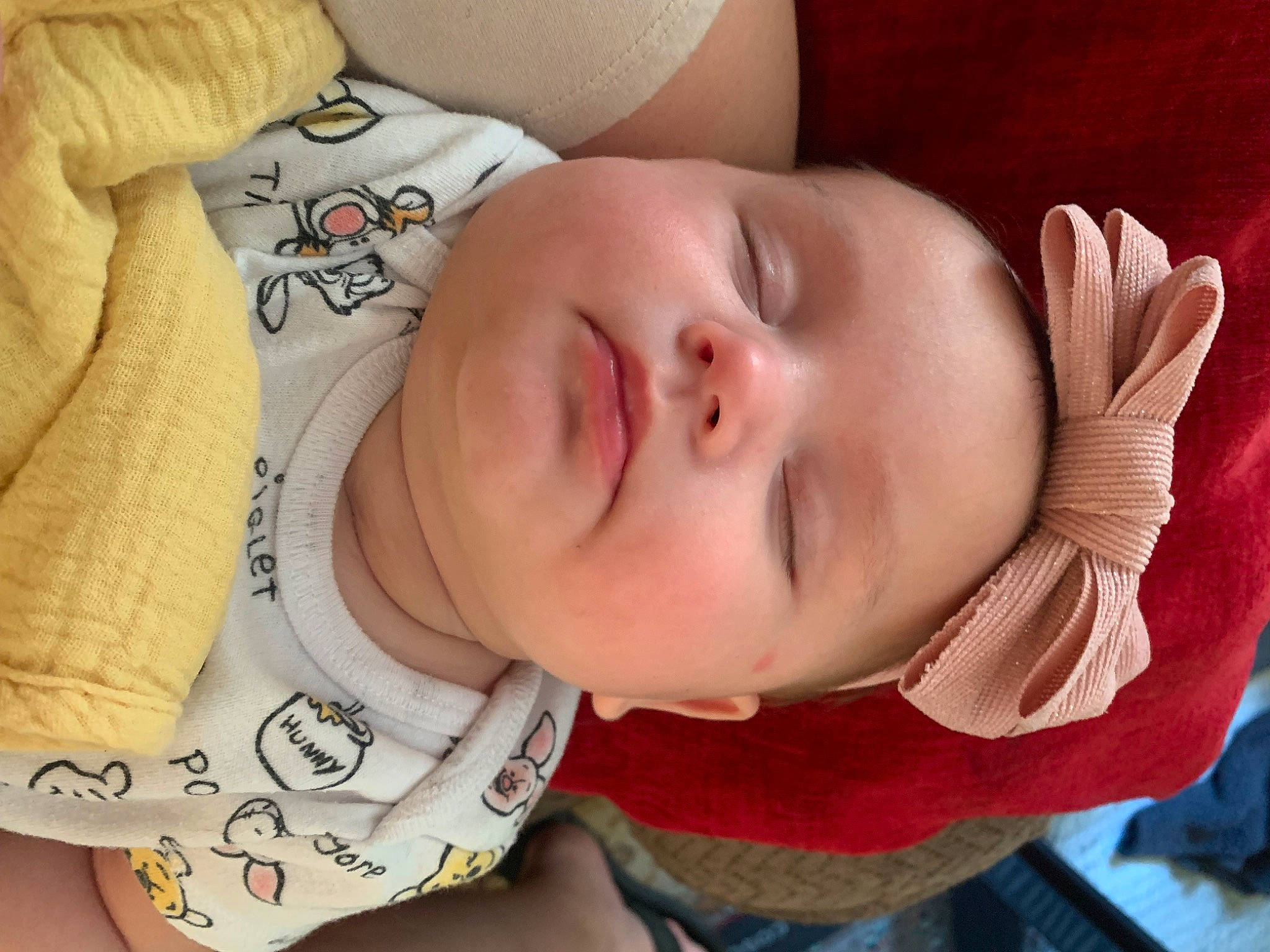 Alice is registered to the contest to win money with this photo: baby, baby_sleeping, baby_toddler_clothing, bedtime, cheek, child, comfort, ear, eyelash, facial_expression, happy, headwear, lip, mammal, mouth, nose, person, product, skin, sleeve