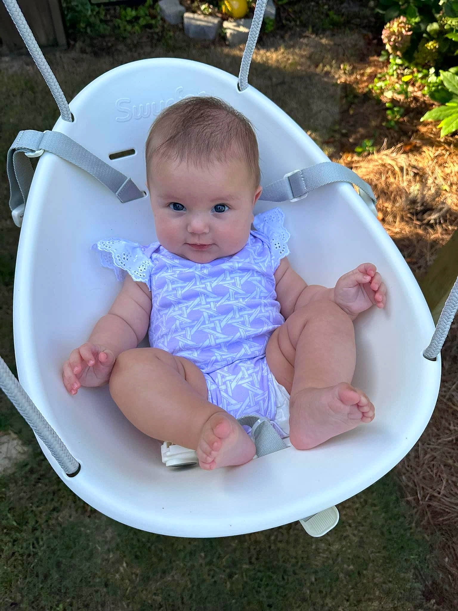 Alice joined the competition — help win amazing prizes! baby, baby_products, baby_toddler_clothing, chair, child, circle, comfort, folding_chair, foot, fun, grass, happy, lap, leisure, people_in_nature, person, plant, recreation, sitting, toddler