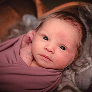Lily joined the competition — help win amazing prizes! newborn, baby, infant, wrapped, blanket, wooden_bowl, soft_texture, face, eyes, portrait, cute, skin, head, sleeping, resting, closeup, indoor, cozy, peaceful, child