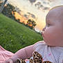 baby, child, outdoor, grass, sunset, blanket, curious, cheeks, infant, nature, field, clothing, profile, skin, young, portrait, daylight, relaxing, side_view, soft_light