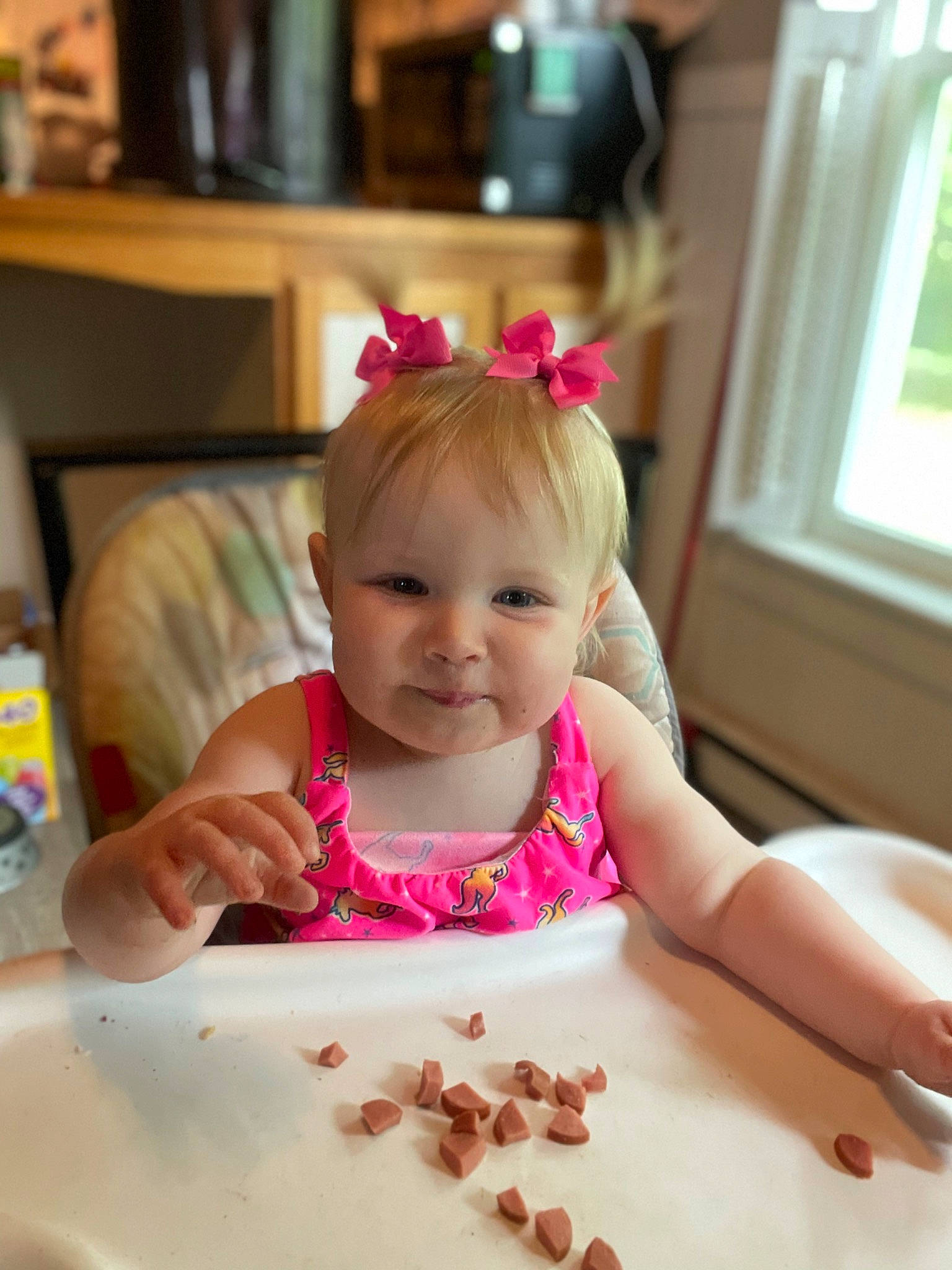 Bryleigh is registered to the contest to win money with this photo: baby, baby_toddler_clothing, beauty, cheek, child, dress, facial_expression, food, fun, happy, ingredient, lip, person, pink, skin, smile, sweetness, table, tableware, toddler