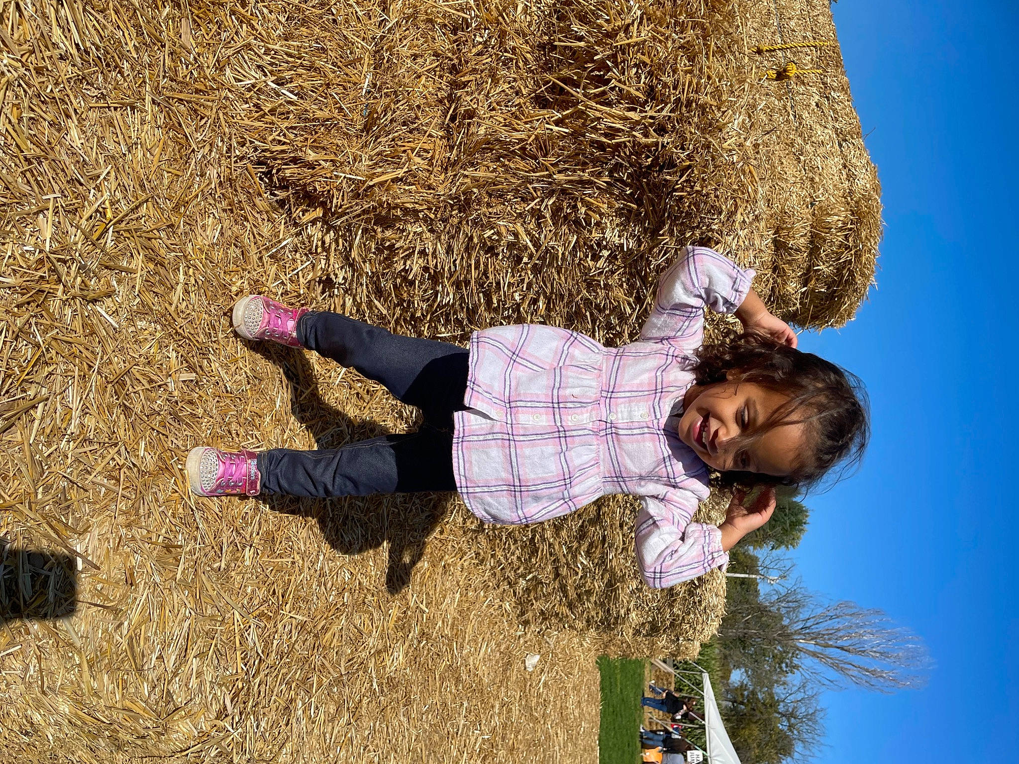 Nakari is registered to the contest to win money with this photo: child, field, fun, grass, grassland, happy, joy, landscape, leisure, people_in_nature, person, plant, play, recreation, sand, shadow, sky, soil, straw, toddler