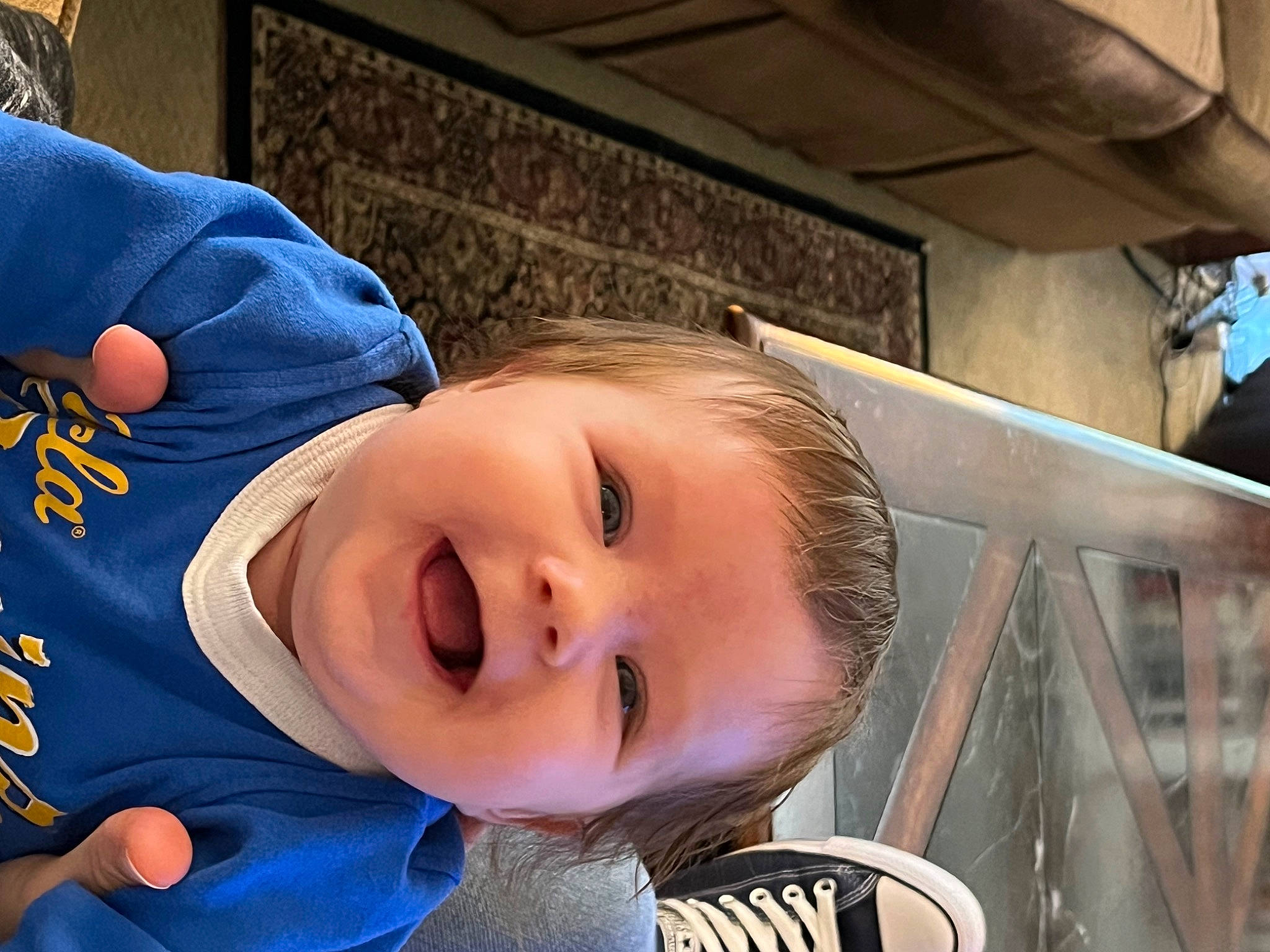 Charli is registered to the contest to win money with this photo: baby, baby_toddler_clothing, cheek, child, electric_blue, eyebrow, flash_photography, forehead, fun, happy, iris, laugh, leisure, mouth, nose, person, selfie, smile, toddler, travel