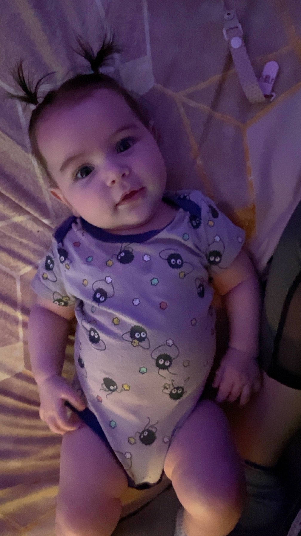 Octavia joined the competition — help win amazing prizes! baby, baby_toddler_clothing, cheek, child, eye, face, fun, happy, head, iris, lip, magenta, pattern, person, pink, purple, skin, sleeve, smile, toddler