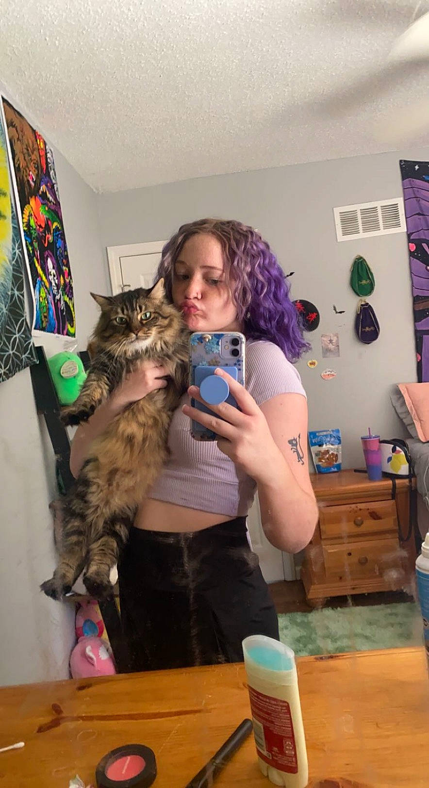 Fish joined the competition — help win amazing prizes! carnivore, cat, child, domestic_short_haired_cat, drawer, event, eyewear, felidae, fun, fur, long_hair, play, purple, room, shoulder, small_to_medium_sized_cats, t_shirt, table, visual_arts, whiskers