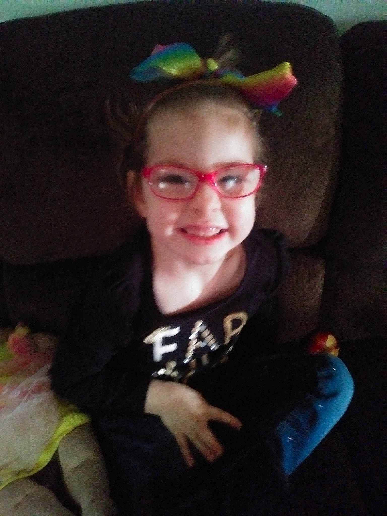 Kayleeann joined the competition — help win amazing prizes! child, cool, ear, eye, eyebrow, eyewear, face, finger, forehead, fun, glasses, hair, hairstyle, head, joy, person, sitting, skin, smile, sunglasses