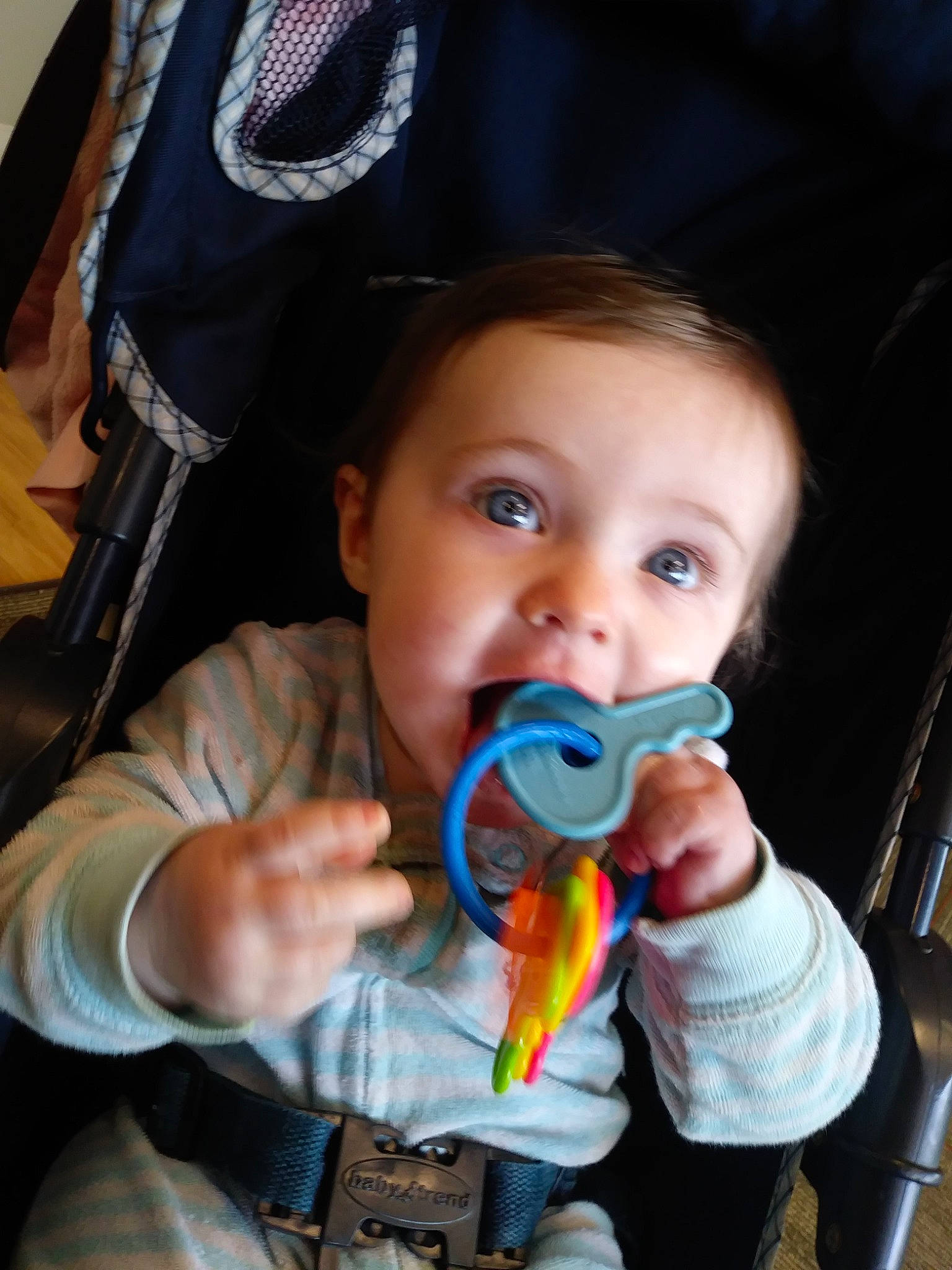 Abrianna joined the competition — help win amazing prizes! baby, baby_products, cheek, child, fun, hand, mouth, nose, person, play, product, skin, smile, surprise, toddler, vacation