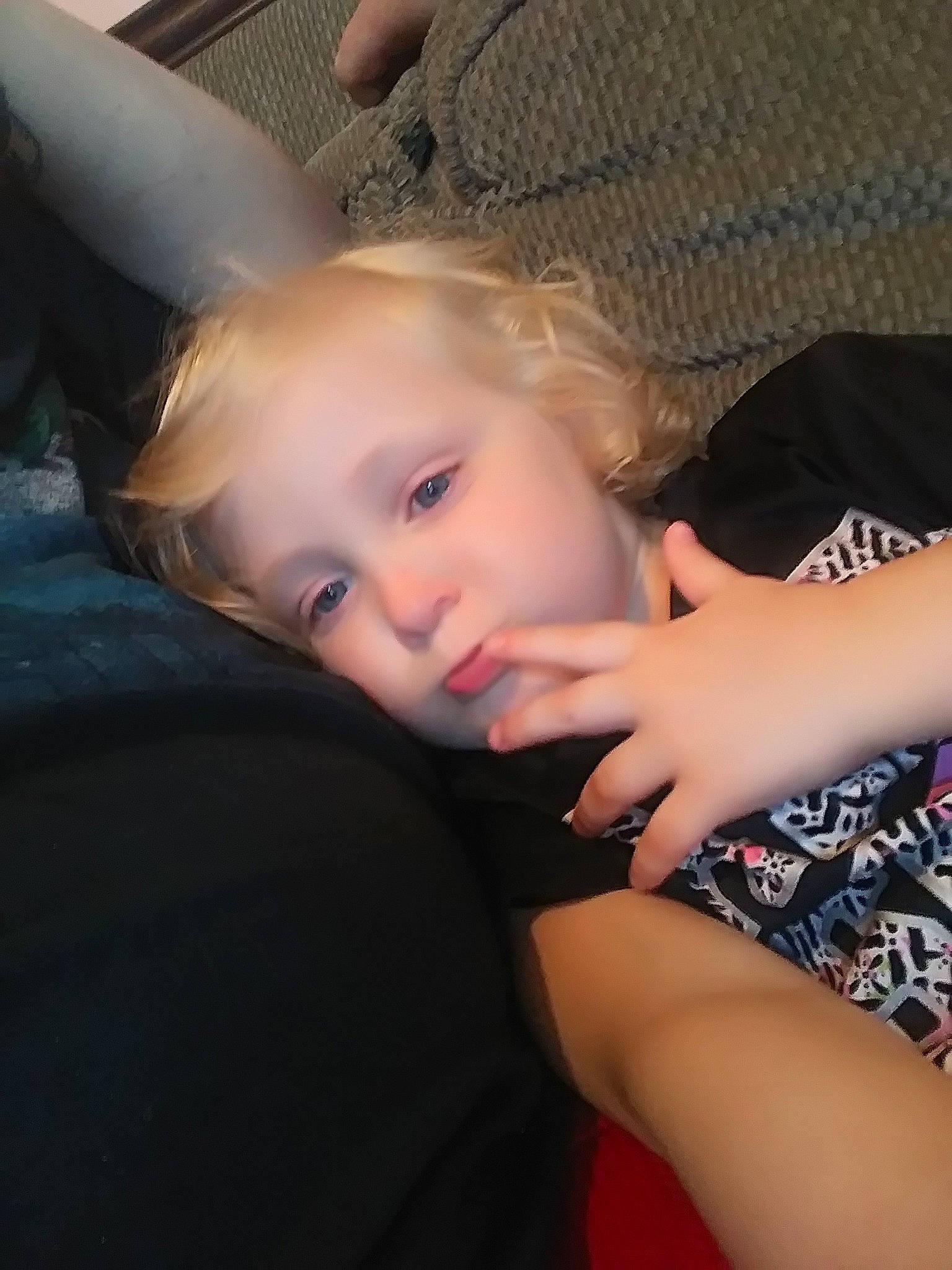 Jordynn is registered to the contest to win money with this photo: arm, blond, cheek, child, eye, face, finger, gesture, hand, head, leg, person, skin, toddler