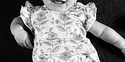 Ella-Rose joined the competition — help win amazing prizes! arm, baby, black_and_white, child, cute, expression, face, floral_pattern, happy, head, infant, leg, lying_down, onesie, person, portrait, skin, small_child, smile, toddler
